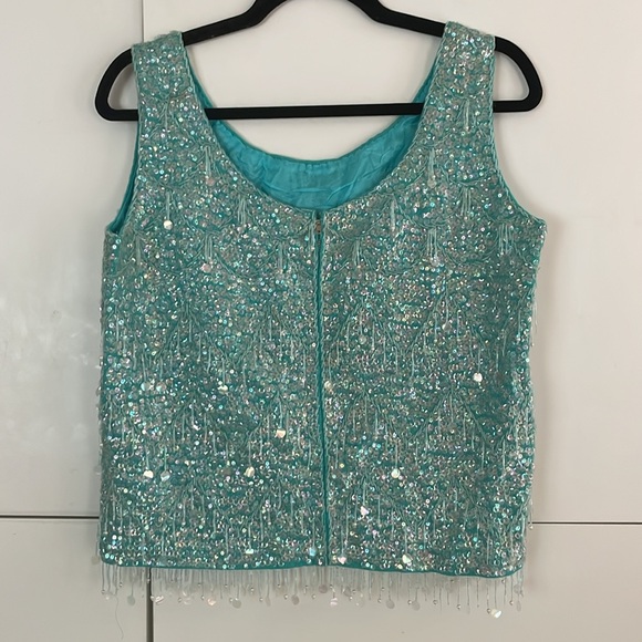 Vintage 1960’s pure wool beaded and sequin sleeveless top - Picture 3 of 9